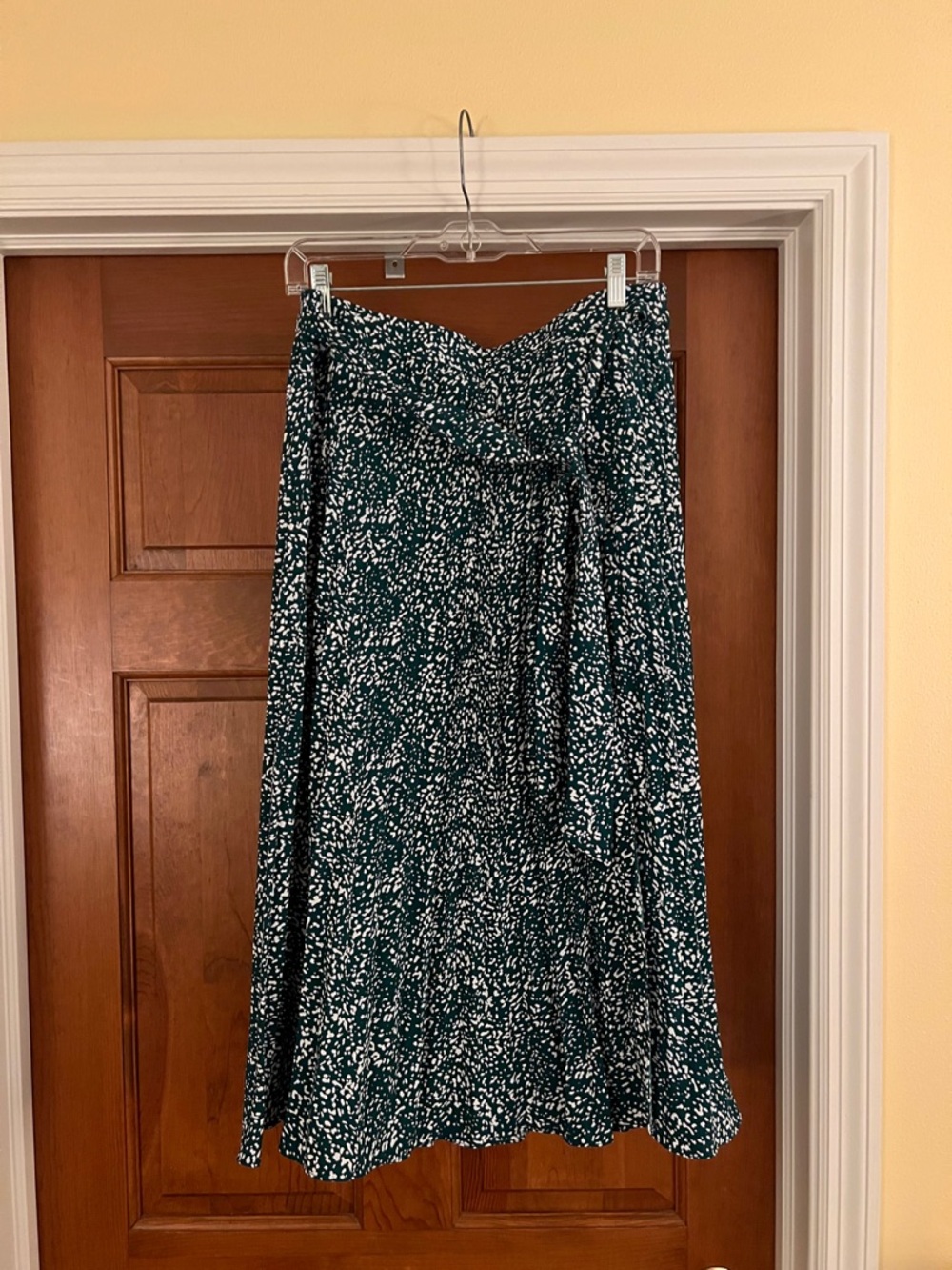 Skies Are Blue Teal and White Printed Midi Skirt